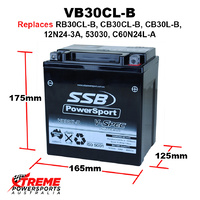 SSB 12V 460CCA 30AH VB30CL-B Polaris 800 Ranger 6x6 2010-2014 V-Spec AGM Battery RB30CL-B