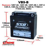 SSB 12V 200CCA 9AH VB9-B Aprilia SR50 R 2009-2017 AGM Battery YTX9A-BS