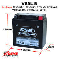 SSB 12V 200CCA 9AH VB9L-B Triumph 650 Bonneville 1963-1973 AGM Battery YTX9AL-BS 