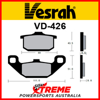 Kawasaki EL 250 Eliminator 87-89 Vesrah Semi-Metallic Front Brake Pad VD-426JL