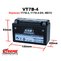 SSB 12V 150CCA 6.5AH VT7B-4 Aprilia 125 Sportcity 2009-2010 AGM Battery YT7B-4