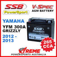 SSB 12V V-SPEC DRY CELL AGM 265 CCA BATTERY YAMAHA YFM300A GRZZLY 2012-2013