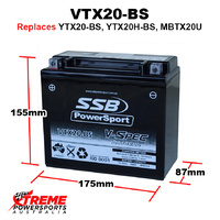 SSB 12V 400CCA 18AH VTX20-B Arctic Cat TRV 700 2012-2015 AGM Battery YTX20-BS