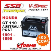 SSB 12V V-SPEC DRY CELL AGM 105 CCA BATTERY HONDA CT110 CT 110 POSTIE 1991-1998