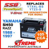 SSB Yamaha SH50 SH 50 Razz 1988-1997 12V 105CCA V-Spec Battery VTX4L-BS