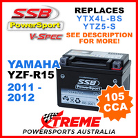 SSB Yamaha YZF-R15 2011-2012 12V 105CCA V-Spec Battery VTX4L-BS