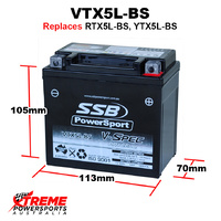 SSB 12V 195CCA 6AH VTX5L-BS Honda TRX450ER TRX 450ER Sportrax 2006-2014 V-Spec AGM Battery RTX5L-BS