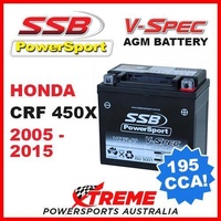 SSB 12V V-SPEC DRY CELL AGM 195 CCA BATTERY HONDA CRF450X CRF 450X 2005-2015 MX