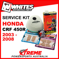 Honda CRF450R 2003-2008 Air & Oil Filter +Filter Oil +F/R Brake Pads Service Kit
