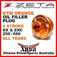 ZETA OIL FILLER PLUG ORANGE KTM SX EXC 250 350 400 450 505 525 530 690 4 STROKE