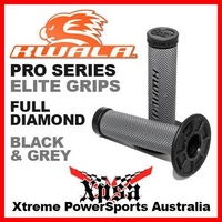 KWALA PRO SERIES ELITE FULL DIAMOND GRIPS BLACK GREY MX MOTOCROSS ENDURO DIRT