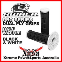 KWALA PRO SERIES DUAL PLY HALF WAFFLE GRIPS BLACK WHITE MX MOTOCROSS ENDURO DIRT