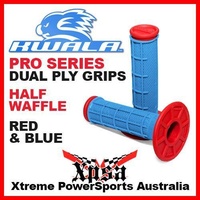 KWALA PRO SERIES DUAL PLY HALF WAFFLE GRIPS RED BLUE CRF CR MX MOTOCROSS ENDURO