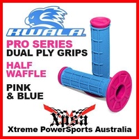 KWALA PRO SERIES DUAL PLY HALF WAFFLE GRIPS PINK BLUE MX MOTOCROSS ENDURO DIRT
