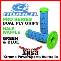 KWALA PRO SERIES DUAL PLY HALF WAFFLE GRIPS GREEN BLUE KXF MX MOTOCROSS ENDURO