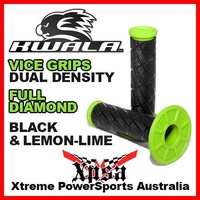 KWALA MX VICE GRIPS DUAL DENSITY FULL DIAMOND BLACK LEMON LIME MOTOCROSS ENDURO