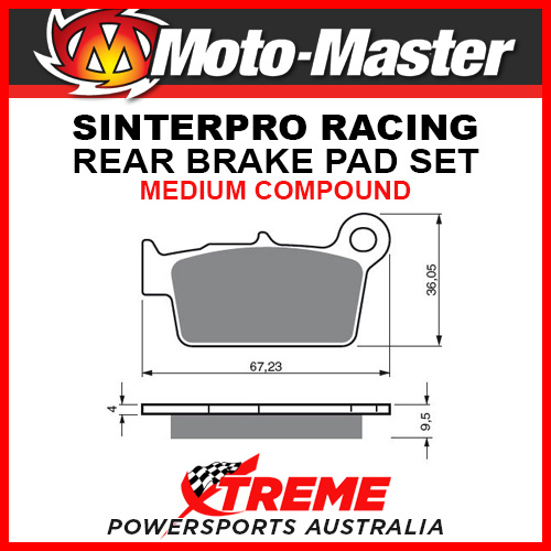 Moto-Master Yamaha WR250R Dual Sport 2008-2017 Racing Sintered Medium Rear Brake Pad 094511