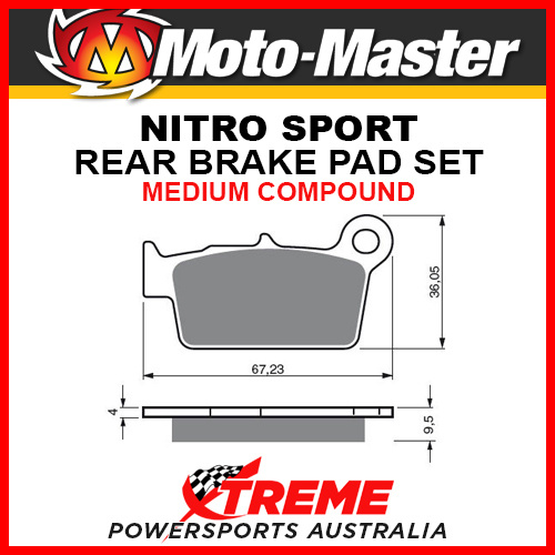 Moto-Master Kawasaki KX250F 2004-2018 Nitro Sport Sintered Medium Rear Brake Pad 094522