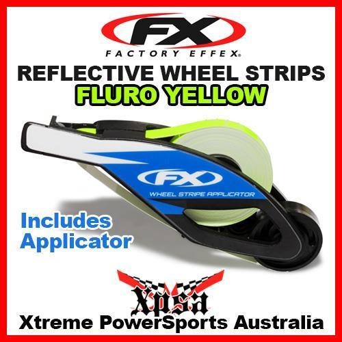 FACTORY EFFEX FX REFLECTIVE WHEEL STRIPS FLURO YELLOW + APPLICATOR For Suzuki RM RMZ