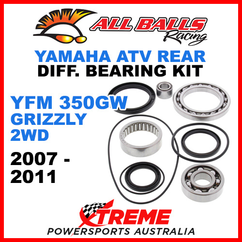 25-2033 Yamaha YFM 350GW Grizzly 2WD 07-11 ATV Rear Differential Bearing Kit