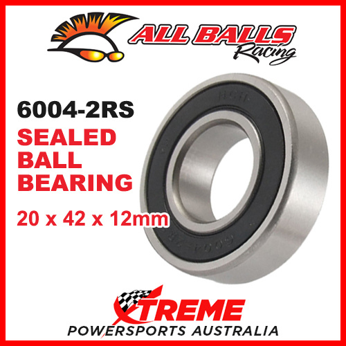 All Balls 6004-2RS 20x42x12mm Sealed Ball Bearing ABEC-3 Triple Lip Seal