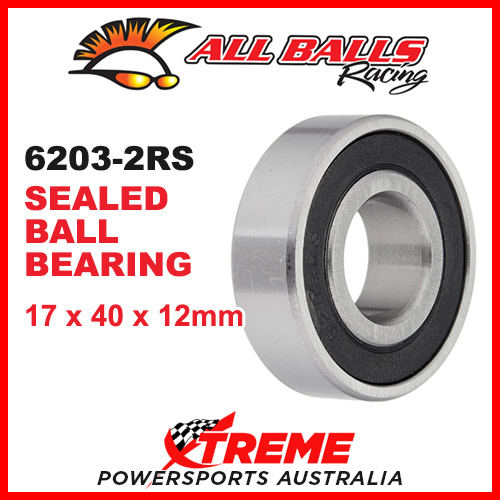 All Balls 6203-2RS 17x40x12mm Sealed Ball Bearing ABEC-3 Triple Lip Seal