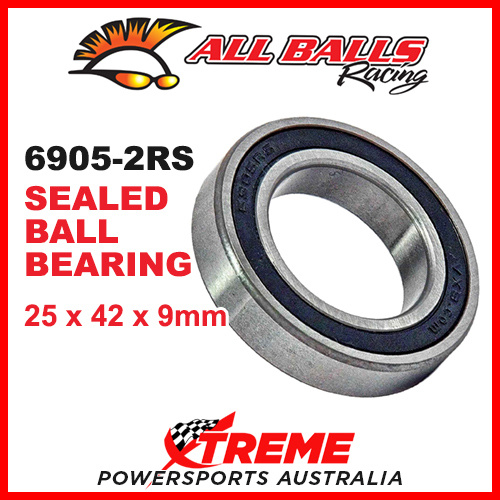 All Balls 6905-2RS 25x42x9mm Sealed Ball Bearing ABEC-3 Triple Lip Seal