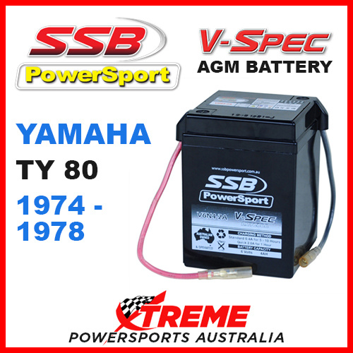 SSB 6V Yamaha TY80 TY 80 1974-1978 V-Spec Dry Cell AGM Battery 4-V6N4-2A