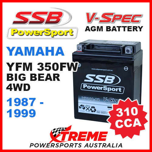 SSB 12V V-SPEC DRY CELL 310 CCA AGM BATTERY YFM350FW BIG BEAR 4WD 1987-1999