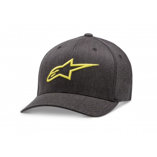 Alpinestars Ageless Curve Hat Cap Charcoal Heather Hi-Viz Yellow Logo Large/XL