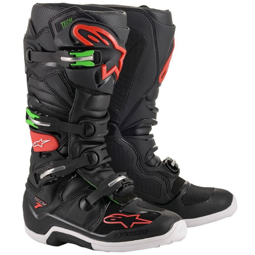 Alpinestars Adult MX Tech 7 Boot Black/Red/Green Size 9