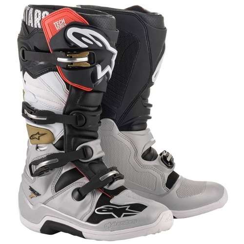 Alpinestars TECH 7 Black Silver White Gold Boot Size 11