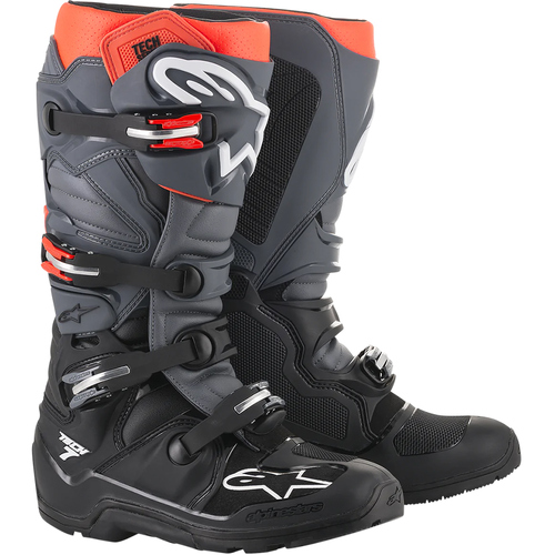 Alpinestars Tech 7 Enduro Adult Boots MX Black/Grey/Red Fluo Size 8
