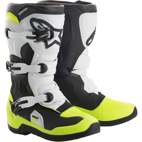 Alpinestars Tech 3S Youth Boots MX Black/White/Yellow Fluo Size 7