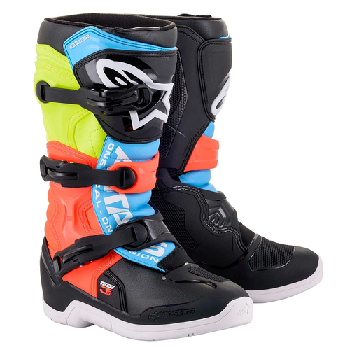 Alpinestars Tech 3S Youth Boots MX Black/Yellow Fluo/Red Fluo Sizes 8