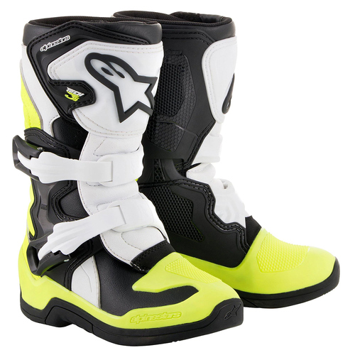 Alpinestars Tech 3S Kids Boots MX Black/White/Yellow Fluo Size K10
