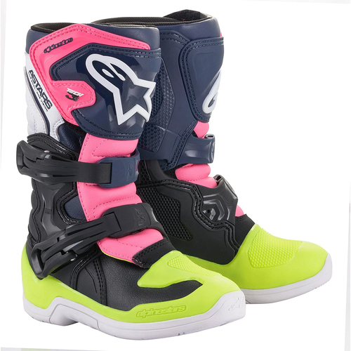 Alpinestars Tech 3S Kids Boots MX Black/Dark Blue/Pink Fluo Size K10