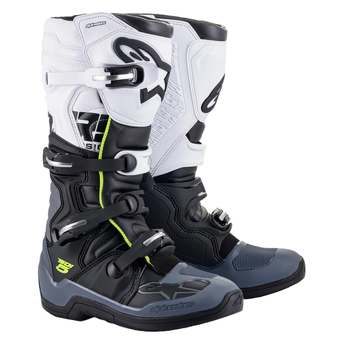 Alpinestars Tech 5 Adult Boots MX Black/Dark Grey/White Size 8
