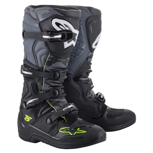 Alpinestars Tech 5 Adult Boots MX Black/Grey/Yellow Fluo Size 7