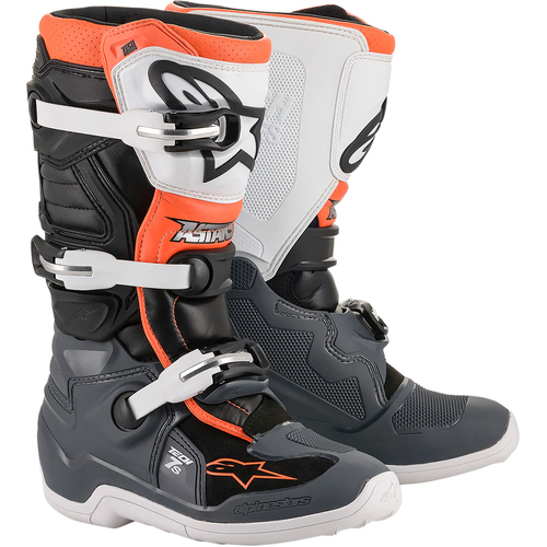 Alpinestars Tech 7S Youth Boots MX Black/Grey/White/Orange Fluo Size 7