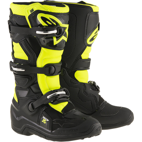 Alpinestars Tech 7S Youth Boots MX Black/Fluo Yellow Size 7