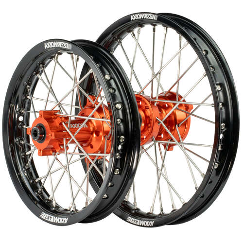 Axiom 14/12 Black/Orange Wheel Set for Husqvarna TC65 2017-2024