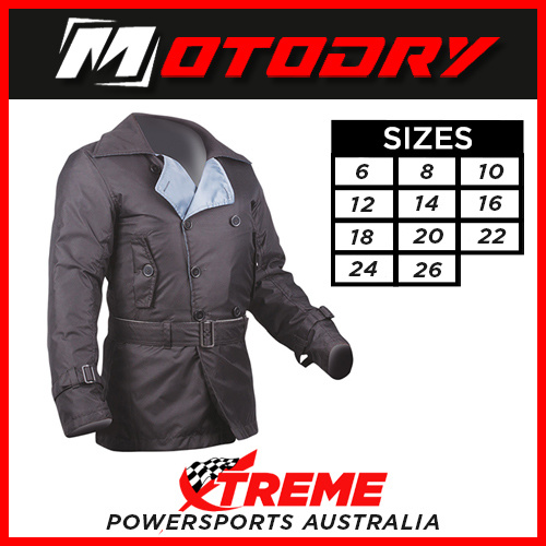 Womens Motorcycle Jacket Trench Black Motodry Size:8