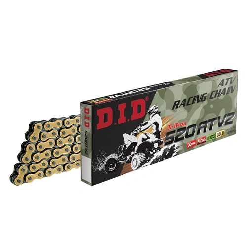 DID 520 ATV2 X-Ring Chain Gold/Black 120 Links for ATV Racing Genuine