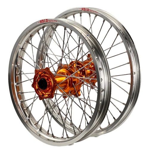 DID ENVY Silver/Orange 21/18 Wheel Set for Husaberg FXE 450 2003-2012