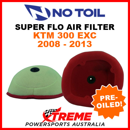 No Toil KTM 300EXC 300 EXC 2008-13 Super Flo Flame Resistant Air Filter Element