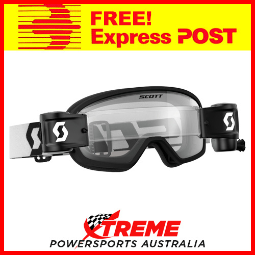 Scott Black/White Buzz MX Pro WFS Goggles With Clear Lens Motocross Dirt Bike