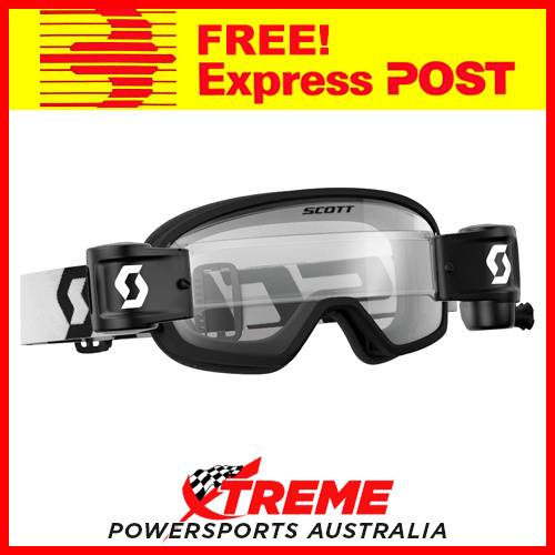 Scott Black/White Buzz MX Pro WFS Goggles With Clear Lens Motocross Dirt Bike