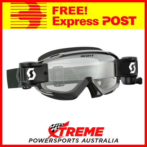 Scott Black/White Split OTG WFS Goggles With Clear Lens Motocross Dirt Bike