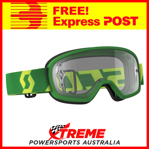 Scott Green/Yellow Buzz MX Pro Goggles With Clear Lens Motocross Dirt Bike